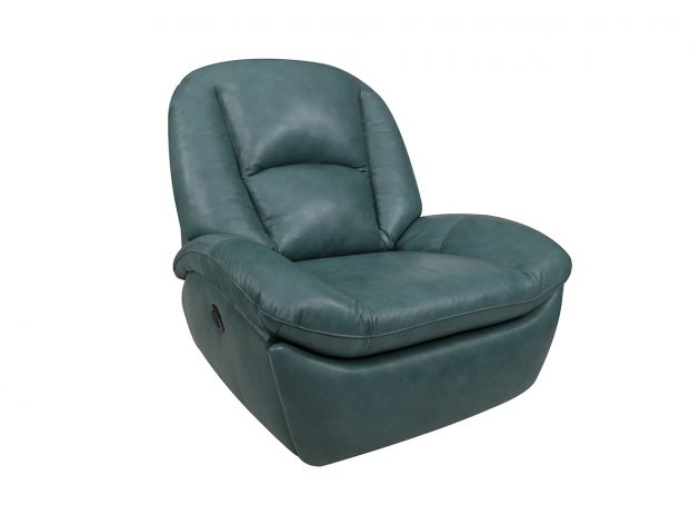 Poltrona de Couro Soft - Glider Elétrica - Couro Turquese - Mempra