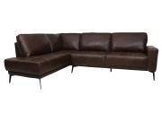 Sofá de Couro Canto Rubi 3 lugares com Chaise - Soft Tabaco - Mempra