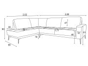 Sofá de Couro Canto Rubi 3 lugares com Chaise - Soft Tabaco - Mempra