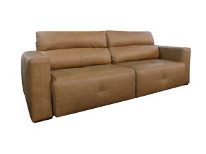 Sofá Retrátil e Reclinável de Couro Adena 2,12 m Soft Brown - Mempra Design