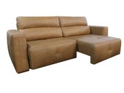 Sofá Retrátil e Reclinável de Couro Adena 2,12 m Soft Brown - Mempra Design